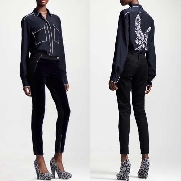 Stella McCartney Denim - Stella McCartney Velvet-Panel Ankle Pant Jeans 26